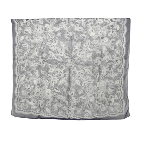 Sheer Navy Blue Lace Motif Scarf or Shawl - Picture 7 of 8